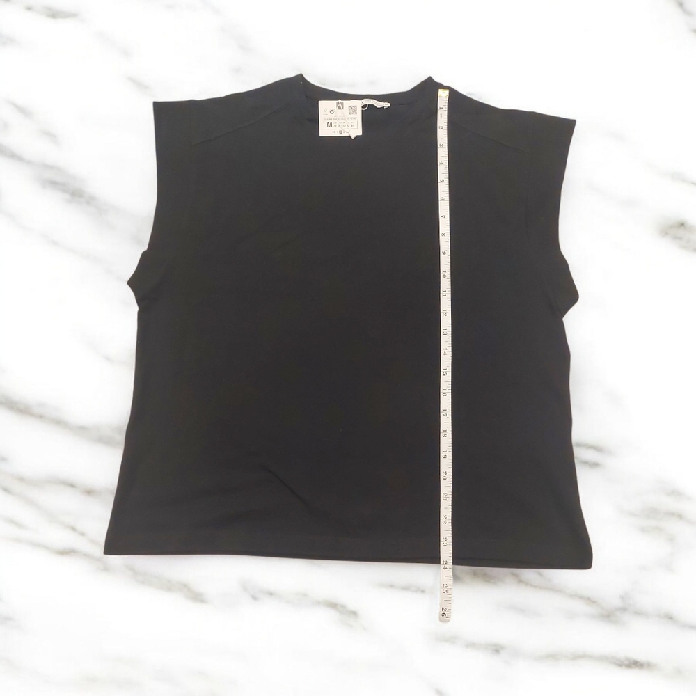 Zara Black Boxy Cap Sleeve Muscle Tee - Picture 7 of 7